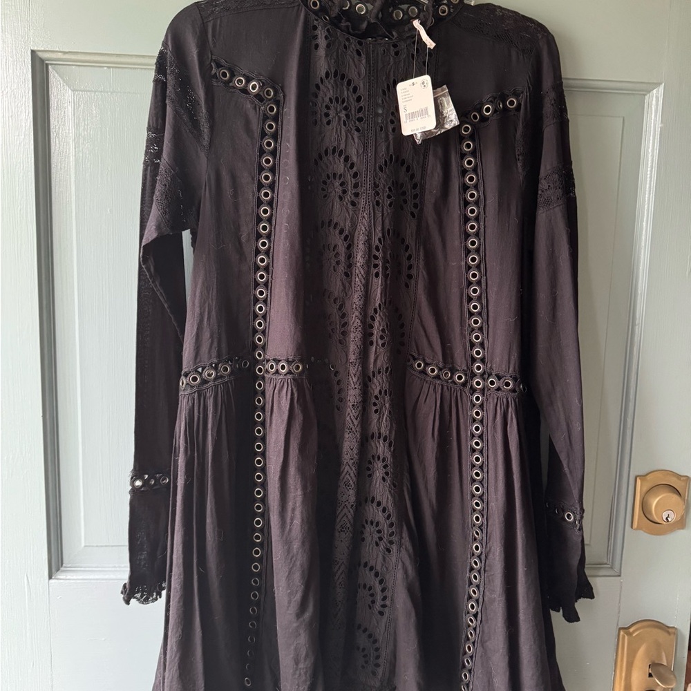 NWT Free People Black Long Sleeve Dress with Flowing Silhouette